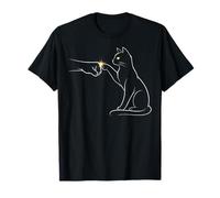 Midnight Cat Touch Magical Bond Line Art Cat Silhouette T-Shirt