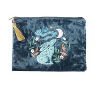 Midnight Hare Trousse de maquillage en velours Motif lapin élégant Pochette cosmétique compacte pour voyage et usage quotidien Idée cadeau élégante, charbon