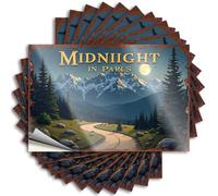 Midnight in Parll's : A Serene Mountain Journey Under The Full Moo Men Stuff Punk - Autocollant imperméable pour pare-chocs (6 x 9 cm)