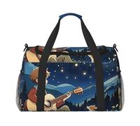 Midnight Melodies - Sac de voyage imprimé pour homme et femme, sacs de voyage pliables et sac fourre-tout spacieux pour le rangement des articles de toilette, bagages, articles personnels, noir