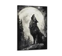 Midnight Wolf Hurl Toile Art Mural Poster de Style Américain Abstrait Cool Animaux Décoration Murale Poster Dortoir Peinture Art