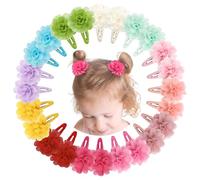 MiDoDo 24 Pièces 2.7 Pouces Pince Cheveux Bébé,Mousseline de Soie Fleurs barettes cheveux fille,mini barrettes pour bébés,Cheveux Accessoires pour Bébés Filles