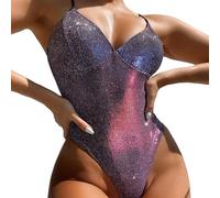 MIDOKSTUA Maillot de bain monokini scintillant pour femme - Maillot de bain élégant monokini rembourré - Couleur vive