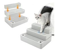 Midollarle Rampe réglable à 3 marches pour litière pour chat, marchepied amovible avec fonction de filtre, piège à litière double couche, convient aux chats de petite taille et âgés, antidérapant