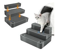 Midollarle Rampe réglable à 3 marches pour litière pour chat, marchepied amovible avec fonction de filtre, piège à litière double couche, convient pour les chats de petite taille et âgés, antidérapant