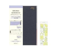 Midori 22384006 Carnet de notes double emploi du temps 2026 B6 Édition limitée mensuelle Marque-page inclus Bleu marine