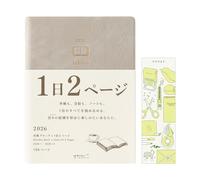 Midori Hibino 22402006 Carnet journalier A6 avec marqueur exclusif Gris Décembre 2025