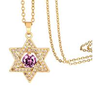 MidSmile Pierre de naissance Collier étoile de David: collier avec croix Y2K | Étoile à six points avec croix collier gothique cadeau pour femme