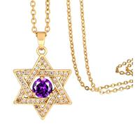 MidSmile Pierre de naissance Collier étoile de David: collier avec croix Y2K | Étoile à six points avec croix collier gothique cadeau pour femme