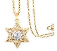 MidSmile Pierre de naissance Collier étoile de David: collier avec croix Y2K | Étoile à six points avec croix collier gothique cadeau pour femme