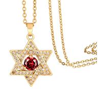 MidSmile Pierre de naissance Collier étoile de David: collier avec croix Y2K | Étoile à six points avec croix collier gothique cadeau pour femme