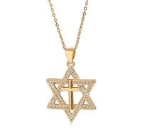 MidSmile Pierre de naissance Collier étoile de David: collier avec croix Y2K | Étoile à six points avec croix collier gothique cadeau pour femme