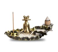 MidSmile Porte-encens grenouille : brûleur d'encens cascade | Brûleur d'encens à reflux avec 7 trous, porte-encens en zinc