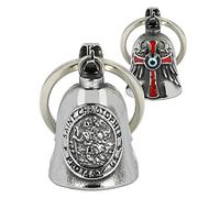 MidSmile St Christopher Clochette de Moto : Croix Ailes Biker | Porte-Clés Guardian Bell, Accessoires Gremlin Bell, Cadeaux pour Hommes et Femmes