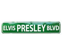 Midsouth Products Elvis Presley Plaque de rue décorative rectangulaire en métal Vert 61 x 13 cm