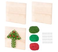 MiDube Lot de 3 kits de bricolage de Noël | Kit de bricolage avec plaque en bois de paulownia (15 x 15 cm), fil en 3 couleurs et clous pour décoration de vacances et