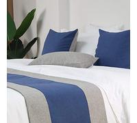 MiDuoHU Bed Runner Décoratif Chemin de lit Double Couleur Patchwork lit Drapeau hôtel literie Luxueuse Chambre écharpe décorative Housses de Coussin(Sky Blue,1pc*Pillowcase)