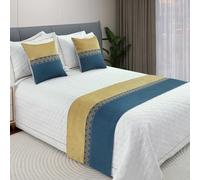 MiDuoHU Chemin de lit Écharpe de lit Patchwork pour Chambres d'hôtes, Drapeau de lit d'hôtel, jeté de lit, Couvre-lit décoratif à Bandes(C,50x180cm (for 1.2m Bed))