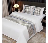 MiDuoHU Chemin de lit Jacquard pour lit King Size/Queen Size, écharpes de lit géométrique, Linge de lit d'hôtel, décoration de Pied de lit pour Chambre d'hôtes et Maison(C3,50x210cm (for 1.5m Bed))