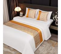 MiDuoHU Chemin de lit Jacquard pour lit King Size/Queen Size, écharpes de lit géométrique, Linge de lit d'hôtel, décoration de Pied de lit pour Chambre d'hôtes et Maison(D4,50x210cm (for 1.5m Bed))