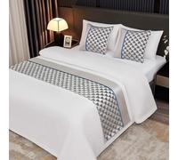 MiDuoHU Chemin de lit Jacquard pour lit King Size/Queen Size, écharpes de lit géométrique, Linge de lit d'hôtel, décoration de Pied de lit pour Chambre d'hôtes et Maison(A1,50x180cm (for 1.2m Bed))