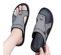MiduoHu Sandales Orthopédiques pour Hommes, Tongs Claquette Cuir Doux été Piscine Élégant Antidérapant Mou Plage pour la Fasciite Haute Qualité Bout Ouvert Correcteur d'orteil,Hallux Valgus