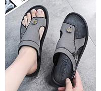 MiduoHu Sandales Orthopédiques pour Hommes, Tongs Claquette Cuir Doux été Piscine Élégant Antidérapant Mou Plage pour la Fasciite Haute Qualité Bout Ouvert Correcteur d'orteil,Hallux Valgus