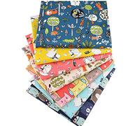 MIDUOLE Lot de 7 coupons de tissu carrés prédécoupés 100 % coton de 50 x 50 cm pour patchwork, couture, matelassage, loisirs créatifs, motif chat sans répétition.