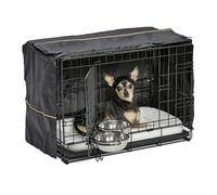 MidWest Homes for Pets 1522DD-KIT Kit Cage pour chiens iCrate 58,4 cm, modèle amélioré, double porte, comprenant une cage pour chien, un lit pour animal domestique, Noir