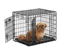 MidWest Homes for Pets 724UP Cage pour chien Ultima Pro Series 60,96 cm de long ; cage pour chien pliante en métal à double porte avec panneau de séparation, pieds à roulettes protégeant le sol