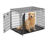 MidWest Homes for Pets 742UP Cage pour chien Ultima Pro Series 106,68 cm de long ; cage pour chien pliante en métal à double porte avec panneau de séparation, pieds à roulettes protégeant le sol
