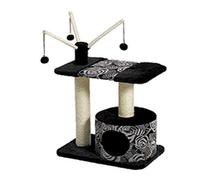 MidWest Homes for Pets Arbre à chat - Modèle 138C-BK | Mobilier pour chat « Carnival », arbre à chat à 3 étages avec griffoirs en sisal et balles suspendues, motif floral noir/blanc, taille M