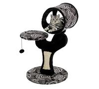 MidWest Homes for Pets Arbre à chat - Modèle 138S-BK | Mobilier pour chat Salvador, arbre à chat avec griffoir en sisal, poteaux à gratter et abri pour chat, motif noir/blanc, taille S