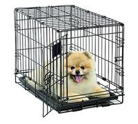 MidWest Homes for Pets Cage Life Stages pliante pour chien, modèle amélioré de taille moyenne à double porte en métal de 58,42 cm, noir