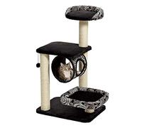 MidWest Homes for Pets Arbre à chat - Modèle 138E-BK | Mobilier pour chat Escapade, arbre à chat à 4 étages avec griffoir en sisal et abri pour chat, motif noir/blanc, taille M