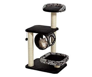 MidWest Homes for Pets Escapade Arbre à chat à 4 étages avec support enveloppé de sisal et griffoir pour chat - Motif noir/blanc