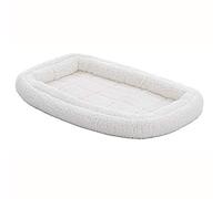 MidWest Homes for Pets Lit à Traversin pour chien 55,9 cm de long en molleton pour chien ou chat avec traversin confortable ; idéal pour les races de chiens de petite taille, blanc