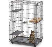 MidWest Homes for Pets Modèle 130 Parc à Chat/Cage à Chat avec 3 Plateformes de Repos réglables, Plateau étanche Amovible, Noir