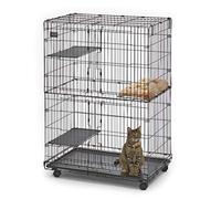 MidWest Homes for Pets Modèle 130 Parc à Chat/Cage à Chat avec 3 Plateformes de Repos réglables, Plateau étanche Amovible, Noir