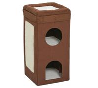 MidWest Homes for Pets Modèle 137-BRC Abri pour chat ; design à trois niveaux en imitation daim marron et peau de mouton synthétique ; 37,08 x 37,39 x 77,19 cm (L x l x H)
