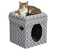 MidWest Homes for Pets Modèle 137-GYG Maison pour chat Cat Cube Cozy, Maison pour chat 39,37 x 39,37 x 41,91 cm (L x l x H), motif géométrique gris