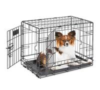 MidWest Homes for Pets Modèle 1522DD Cage pour Chiens iCrate 58,42 cm, modèle amélioré, Double Porte, Comprenant Un Plateau étanche, des Pieds protégeant Le Sol, Noir