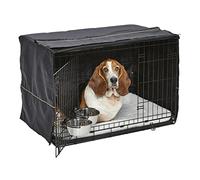 MidWest Homes for Pets Modèle 1536DD-KIT Kit Cage pour chiens iCrate 91,44 cm, modèle amélioré, double porte, comprenant une cage pour chien, un lit pour animal domestique, Noir