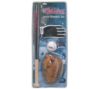 Midwest Set de baseball junior Noir/marron/Blanc Batte 61 cm/Gant 24 cm/Balle 23 cm