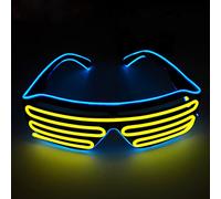 MIDYUID Lunettes lumineuses El Wire Obturateur néon clignotant lumineux pour discothèque, Halloween, rave fête, discothèque, DJ, musique, concert, déguisement, EDM, anniversaire, Noël (bleu jaune)