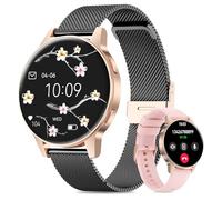 Miecgth 2025 Montre Connectée Femme avec SIRI/ET/HRV, 1.27" TFT Smartwatch avec Appel Bluetooth Cardiofréquencemètre 120+ Modes Sport Montre IP68 Fitness Podomètre pour Android iOS (Or Noir)