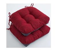 Miecoae Coussins de Siège pour Jardin Imitation Lin Non-Slip avec Attaches Assises pour Chaises de Patio 40x40 cm Lot de 2 Non Impermeable(Rouge)