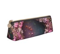 MIEKGPS Guirlandes jolies fleurs imprimé personnalisé trousse à crayons en cuir sac à maquillage cosmétique pochette papeterie sac