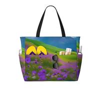 MIEKGPS Nature fleurs violettes prairie montagne impression pittoresque grand sac de plage de voyage pour femmes sac de piscine imperméable léger pour voyage