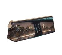MIEKGPS New York Manhattan Bridge Night Trousse en cuir personnalisée pour crayons maquillage cosmétique pochette papeterie